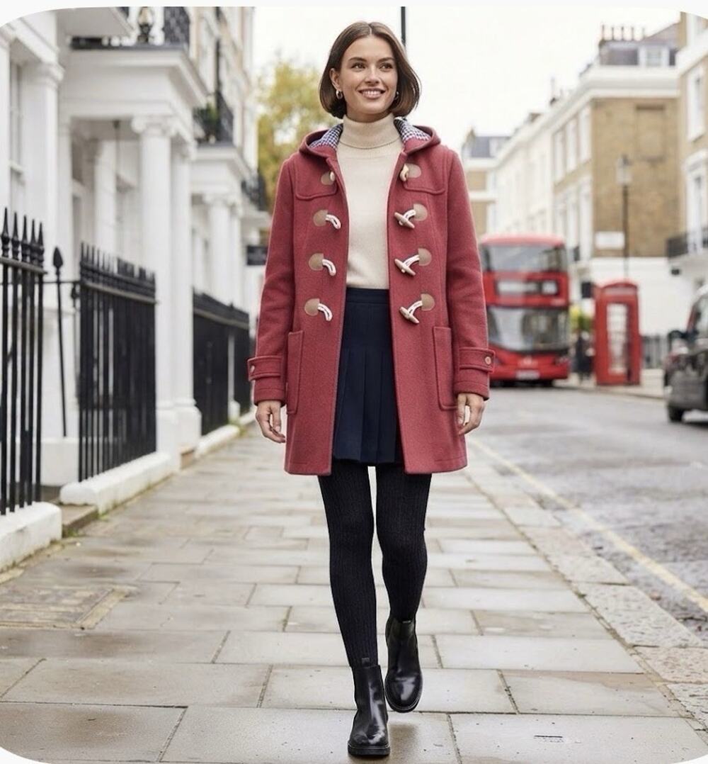 PRINCESS HIGHWAY Central Park Wool Red Hood Short Duffle Coat Jacket 10 Large